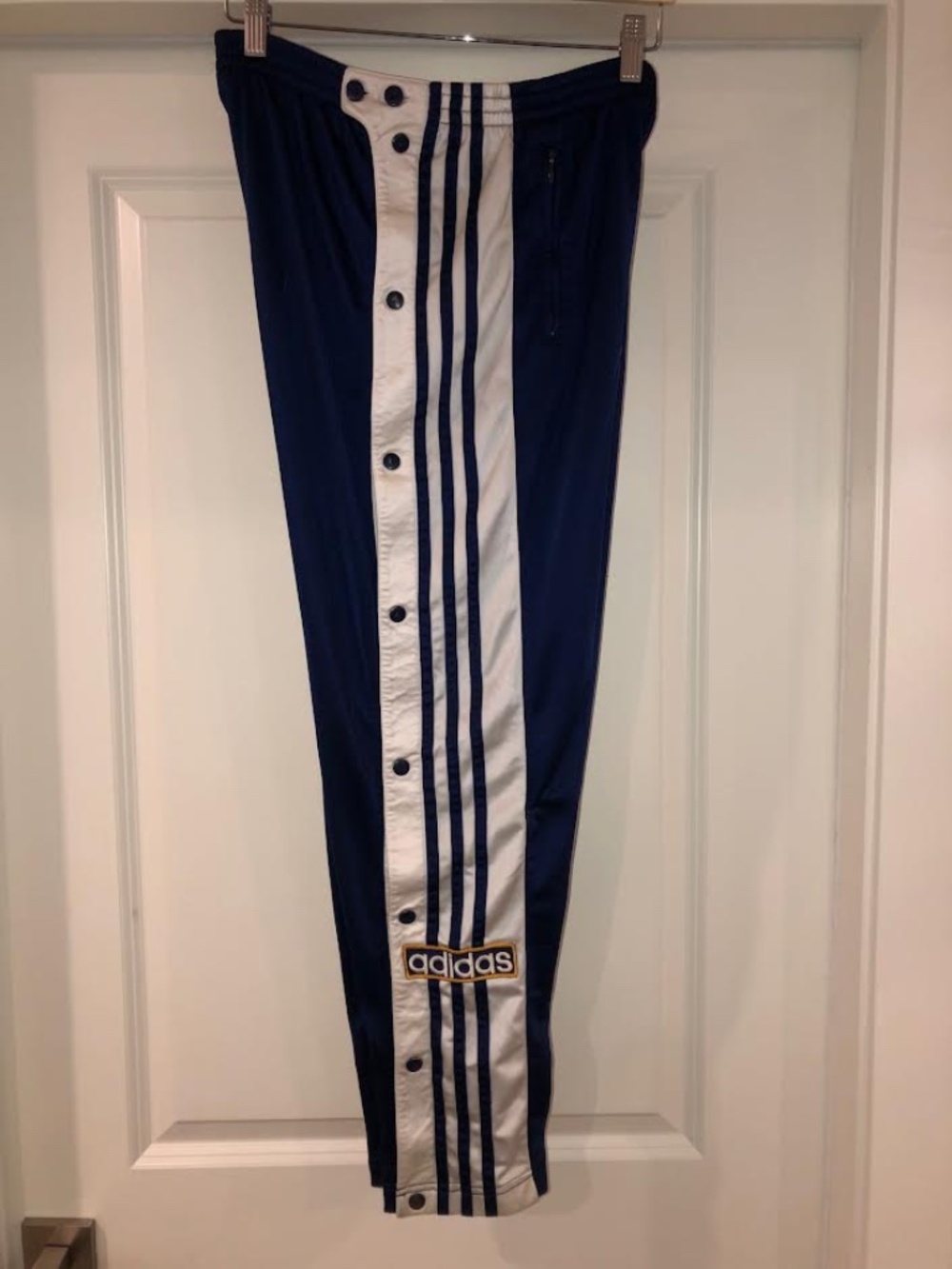 90's Gold Stitch, Blue with White Stripes Tear Away Warm Up Adidas